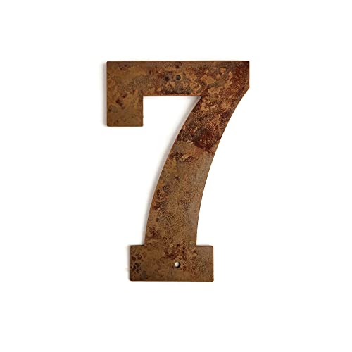 Steel Metal Letters and Numbers A through Z and 0 through 9 Height Four to Twelve Inches Tall (Eight Inches Tall, 7, Naturally Rusted)