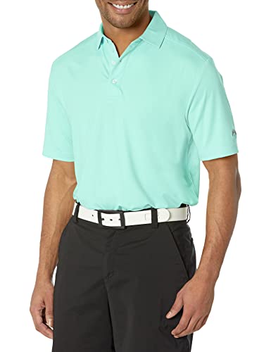 Solid Micro Hex Performance Golf Polo Shirt with UPF 50 Protection (Size Small - 3X Big & Tall), Aruba Blue, Large