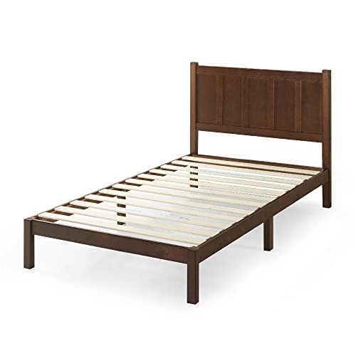 Zinus Adrian Wood Rustic Style Platform Bed with Headboard / No Box Spring Needed / Wood Slat Support, Twin