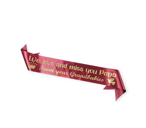 Personalized Memorial Funeral Sash Ribbon or Celebration of Life In Loving Memory for Casket or Wreath Flowers (Burgundy)