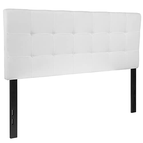 Flash Furniture Bedford Tufted Upholstered Full Size Headboard in White Fabric