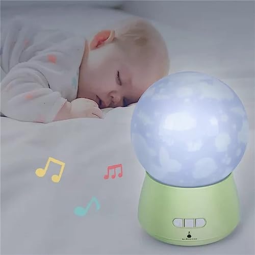 LED Night Light, 360 Degree Rotating Baby Music Projector Night Light, Kids Sleep Light Green