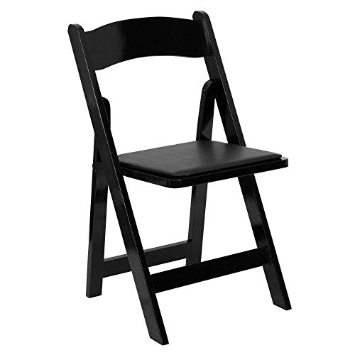 Flash Furniture 4 Pack HERCULES Series Black Wood Folding Chair with Vinyl Padded Seat