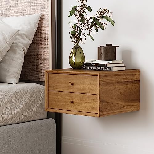 Nathan James Harper Modern Nightstand Side Accent or End Table with Storage Drawer, 1, Oak Brown - Floating