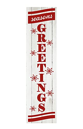 Twisted R Design Season's Greetings Christmas Sign - Unique Vertical Christmas Decor Wooden Sign, 24" Hanging/Standing Farmhouse Christmas Decor, Directly Printed Cozy Christmas Home Decoration, 2ft