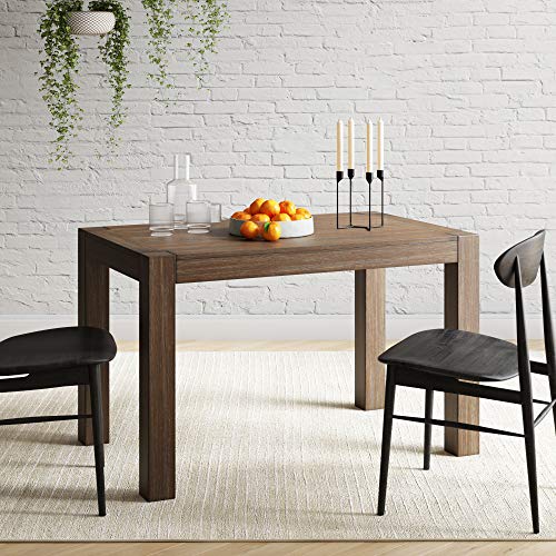 Nathan James 41101 Parson Rustic Modern Desk or Kitchen Dining Table with Sturdy Solid Wood and Antique Wire-Brushed Finish, Dark Brown