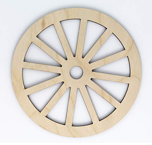 Spoked Wagon Wheel Unfinished Wood Laser Cut Out Cutout Shape Crafts Sign DIY Ready to Paint or Stain