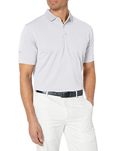 Callaway Men's Golf Short Sleeve Solid Ottoman Polo Shirt, White, XX-Large