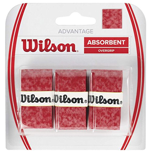 WILSON Advantage Tennis Racquet Over Grip (Pack of 3), Red