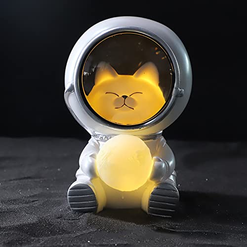 Animal Astronaut Night Light for Kids, Cute LED Tabletop Astronaut Light for Boys Girls, Bedside Table Lamp, Cute Pet Moon Spaceman Lamps for Kids Room Decoration, Birthday Gift for Kids (Cat)