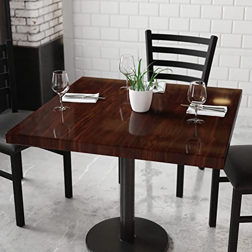 Flash Furniture Glenbrook 36'' Square High-Gloss Walnut Resin Table Top with 2'' Thick Drop-Lip