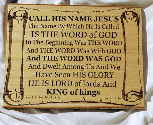 JESUS THE LIVING ETERNAL WORD - Bible Verse Wall Decor - Beautiful Solid Engraved Hardwood - Powerful Christian Art