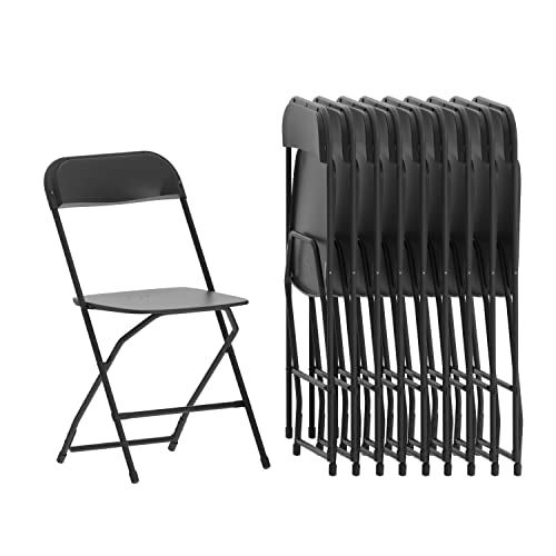 Flash Furniture Hercules™ Series Plastic Folding Chair - Black - 10 Pack 650LB Weight Capacity Comfortable Event Chair-Lightweight