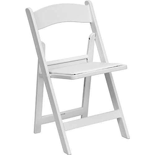 Flash Furniture 4 Pack HERCULES Series 1000 lb. Capacity White Resin Folding Chair with Slatted Seat