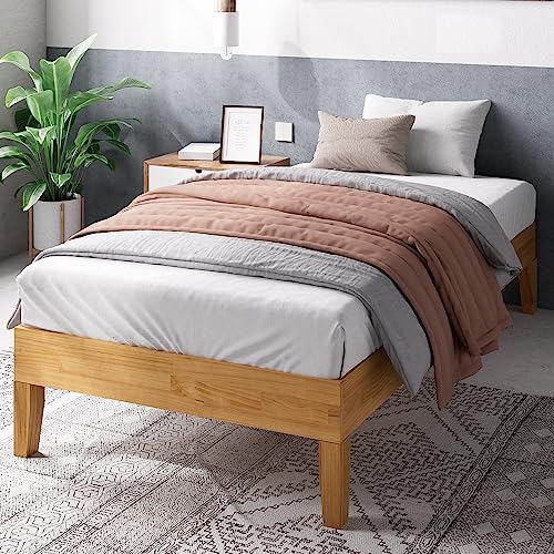 ZINUS Moiz Deluxe Wood Platform Bed Frame / Wood Slat Support / No Box Spring Needed / Easy Assembly, Natural, Twin