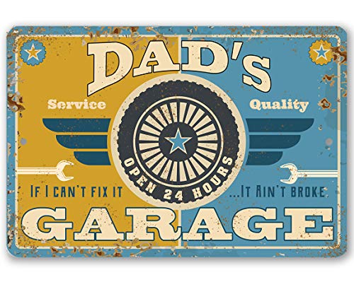 Dad Sign - Dad's Garage - Metal Sign - Perfect Gifts for Dad From Daughter or Son, Step Dad Gifts, Things To Get Your Dad For Christmas, Best Gifts for Dad, Garage Signs for Men