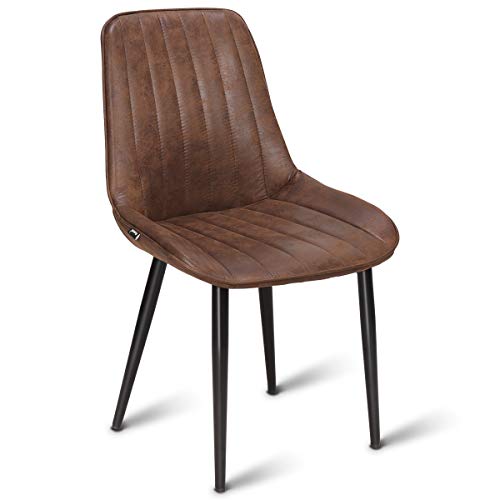 COSTWAY Dining Side Chair, Modern Accent Armless Comfortable Padded Velvet Seat Back Dining Chairs Bar Height Dining Living Kitchen Pub Bistro Chairs, Brown (1 Dining Chair)