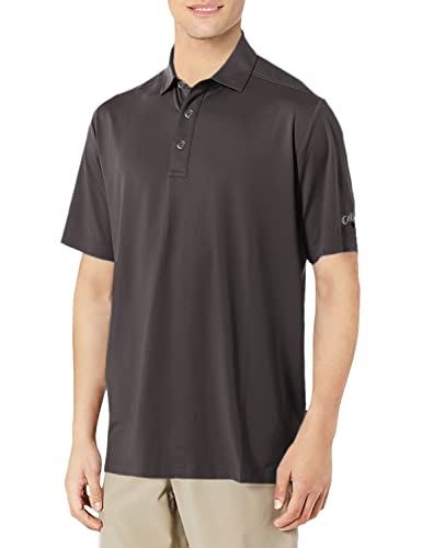 Solid Micro Hex Performance Golf Polo Shirt with UPF 50 Protection (Size Small - 3X Big & Tall), Asphalt, 3X-Large