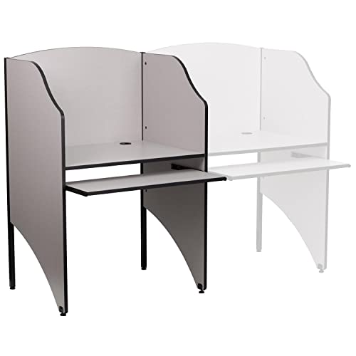 Flash Furniture Kevin Starter Study Carrel in Nebula Grey Finish