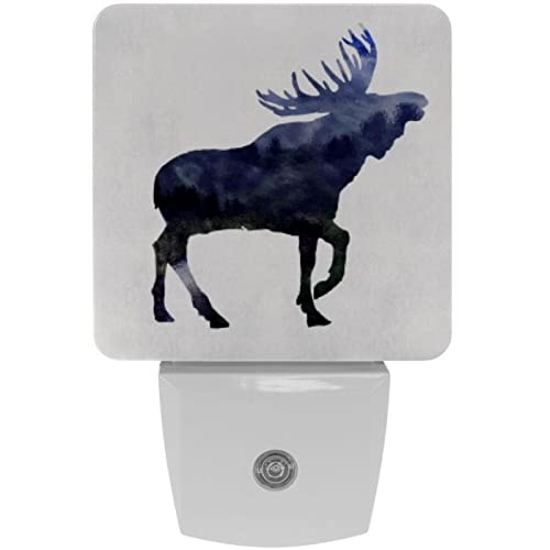 2 Pack Plug-in Nightlight LED Night Light Strong Antler, Dusk-to-Dawn Sensor for Kid's Room Bathroom, Nursery, Kitchen, Hallway