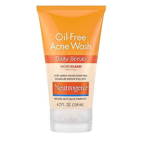 Neutrogena Oil-Free Acne Face Scrub, 2% Salicylic Acid Acne Treatment Medicine, Daily Face Wash to help Prevent Breakouts, Oil Free Exfoliating Facial Cleanser for Acne-Prone Skin, 4.2 fl. oz