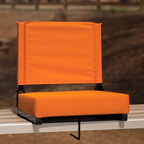 Flash Furniture Grandstand Comfort Seats by Flash - Orange Stadium Chair - 500 lb. Rated Folding Chair - Carry Handle - Ultra-Padded Seat