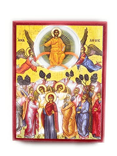 Wooden Greek Orthodox Christian Icon Ascension of Jesus Christ (3.5" x 4.5")