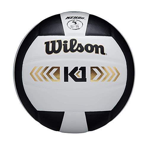 WILSON K1 Gold Indoor Game Volleyball - Official Size, Black/White