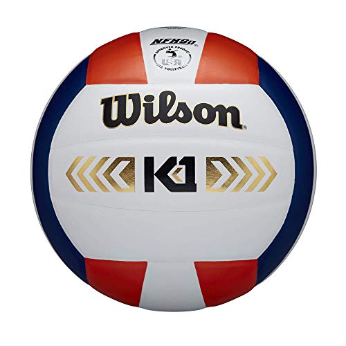 WILSON K1 Gold Indoor Game Volleyball - Official Size, Orange/White/Blue