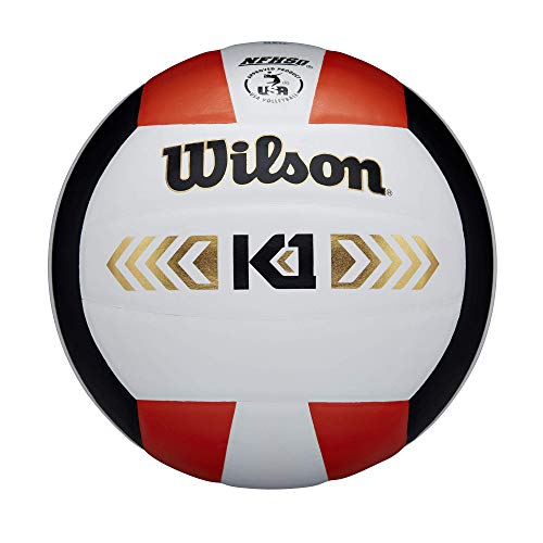 WILSON K1 Gold Indoor Game Volleyball - Official Size, Orange/White/Black