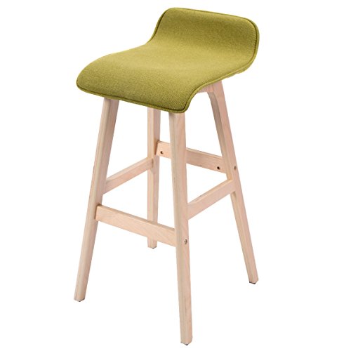 COSTWAY 29-Inch Vintage Wood Bar Stool Dining Chair Counter Height Kitchen Bar (1, Green)