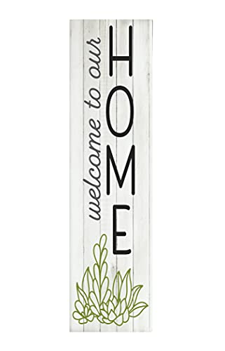 24 Inch (2 Foot Tall) Succulents Welcome to Our Home Vertical Wood Print Sign