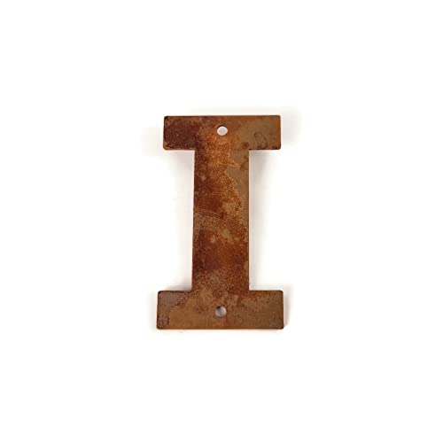 Steel Metal Letters and Numbers A through Z and 0 through 9 Height Four to Twelve Inches Tall (Four Inches Tall, I, Naturally Rusted)