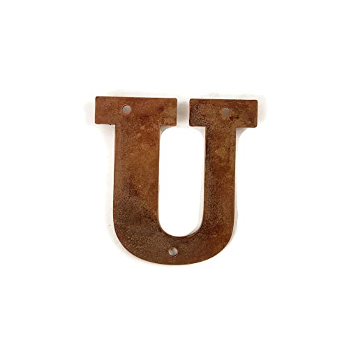 Steel Metal Letters and Numbers A through Z and 0 through 9 Height Four to Twelve Inches Tall (Four Inches Tall, U, Naturally Rusted)