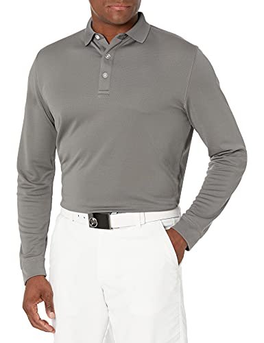 Callaway Men's Opti-Dri Long Sleeve Polo Shirt, Uv Block Sun Protection, Performance Shirts For Men, Classic Fit, Extended Sizing (Sizes Xs-4Xl), Smoked Pearl, 3X-Large