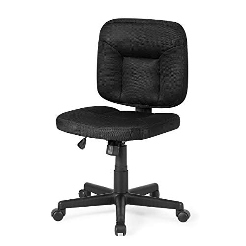 COSTWAY Office Chair, Adjustable Swivel Armless Desk Chair, Ergonomic Mesh Executive Chair with Lumbar Support, Padded Seat Low-Back Task Chair for Home Office, Black