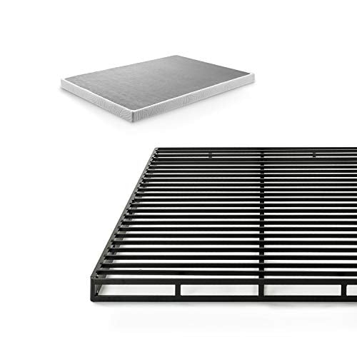 ZINUS Quick Lock Metal Smart Box Spring, 4 Inch Mattress Foundation, Strong Metal Structure, Easy Assembly, Queen White, Hassle & Headache Free