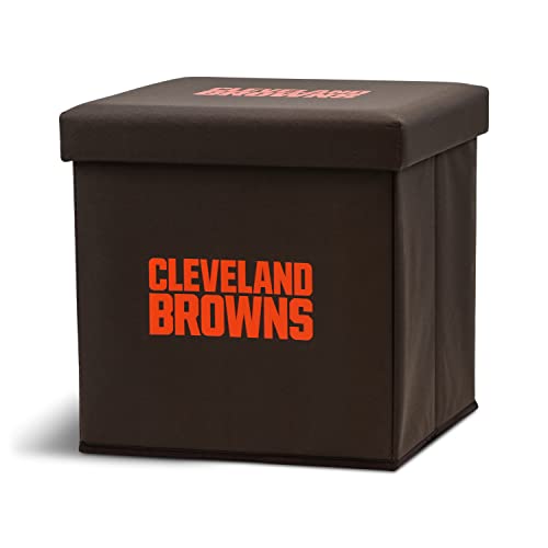 Franklin Sports NFL Cleveland Browns Storage Ottoman with Detachable Lid 14 x 14 x 14 - Inch