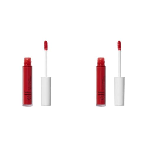 e.l.f. Lip Lacquer, Nourishing, Non-Sticky Ultra-Shine Lip Gloss With Sheer Color, Infused With Vitamins A & E, Vegan & Cruelty-Free, Cherry Bomb (Pack of 2)