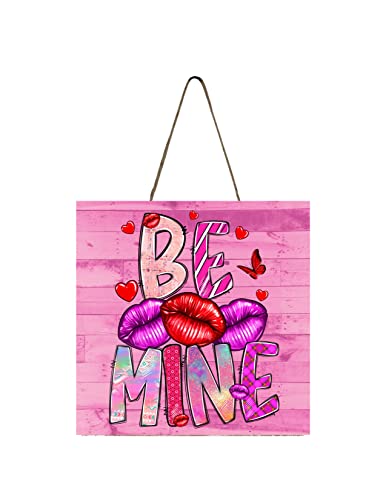 Twisted R Design Wood Mini Sign 5" x 5" (5 x 5 Inches, Be Mine Lips)