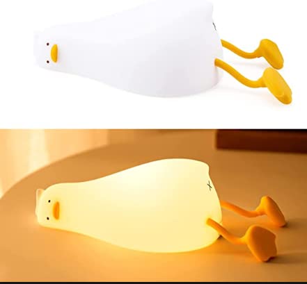 Lying Flat Duck Kids Night Light, Portable LED Baby Night Light Kids Night Lamp, Rechargeable Lamp USB Cartoon Silicone Children Kid Bedroom Decoration