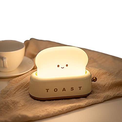 Cute Night Light Toast Lamp,Dimmable Cute Bread Toast Lamp Rechargeable | Cordless Nursery Night Light for Kids, Cute Bedroom Bedside Decor, Timer, Auto