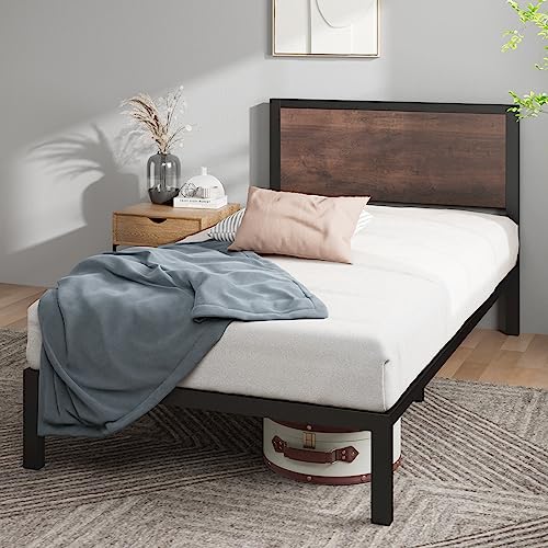 ZINUS Mory Metal Platform Bed Frame / Wood Slat Support / No Box Spring Needed / Easy Assembly, Twin