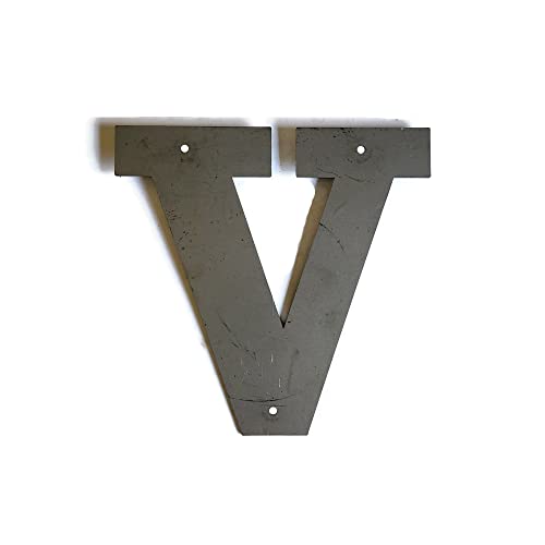 Steel Metal Letters and Numbers A through Z and 0 through 9 Height Four to Twelve Inches Tall (Eight Inches Tall, V, Raw, Unfinished Steel)