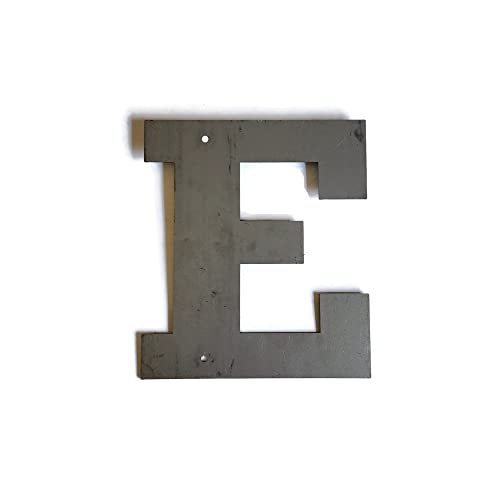 Steel Metal Letters and Numbers A through Z and 0 through 9 Height Four to Twelve Inches Tall (Eight Inches Tall, E, Raw, Unfinished Steel)