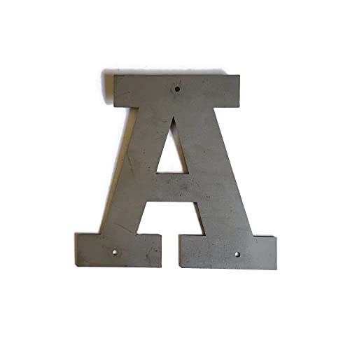 Steel Metal Letters and Numbers A through Z and 0 through 9 Height Four to Twelve Inches Tall (Eight Inches Tall, A, Raw, Unfinished Steel)