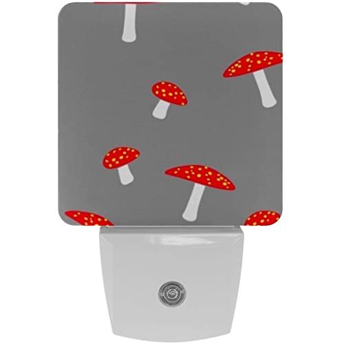 2 Pack Plug-in Nightlight LED Night Light Red Umbrella Small Mushroom, Dusk-to-Dawn Sensor for Kid's Room Bathroom, Nursery, Kitchen, Hallway