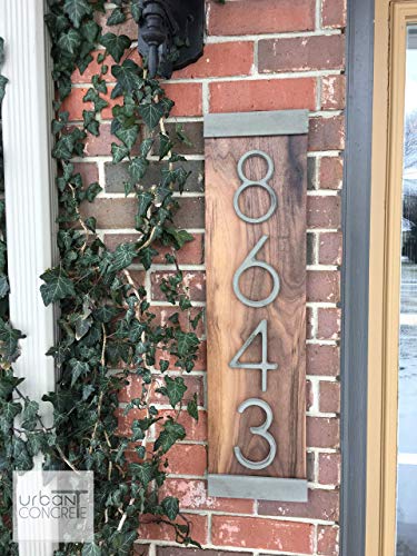 Modern House Numbers Vertical, House Numbers Sign, Modern,Wood and Concrete Address Plaque, Custom house Address Sign, Realtor Closing Gift, Personalized Housewarming Gift. V