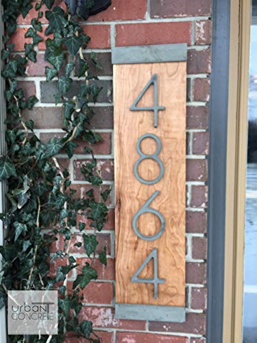 Modern House Numbers Vertical, House Numbers Sign, Modern,Wood and Concrete Address Plaque, Custom house Address Sign, Realtor Closing Gift, Personalized Housewarming Gift. V