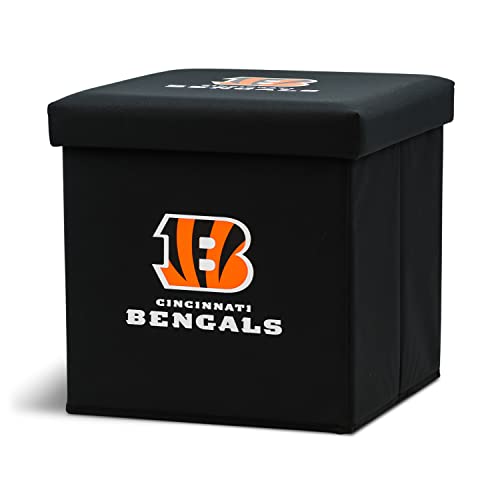 Franklin Sports NFL Cincinnati Bengals Storage Ottoman with Detachable Lid 14 x 14 x 14 - Inch